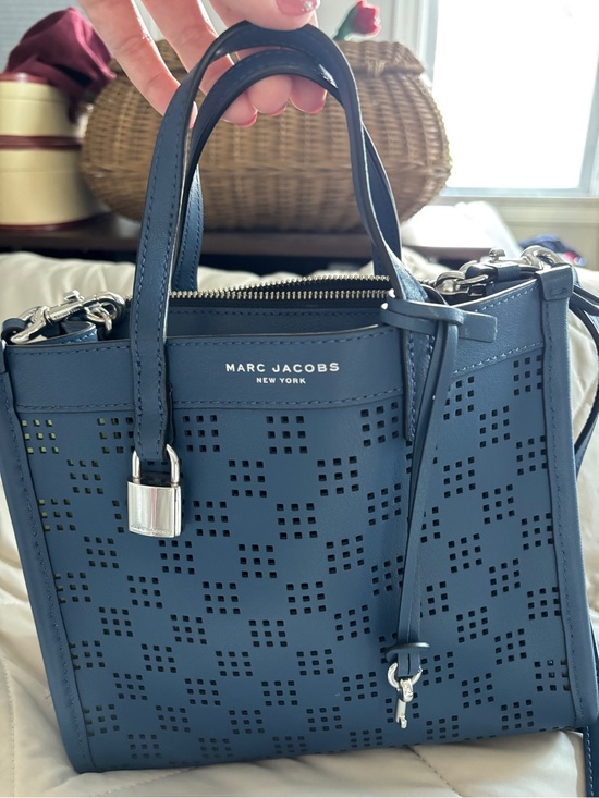 Marc Jacobs Handbags - Marc Jacobs Mini Grind Crossbody Tote in Blue Sea Perforated Leather